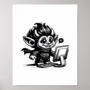 Whimsigoth Cyborg Internet-Troll Vintage Art Desig Poster