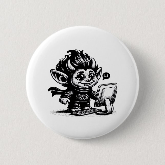 Whimsigoth Cyborg Internet Troll Vintages Design Button (Vorderseite)