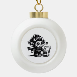 Whimsigoth Cyborg Internet Troll Vintages Design Keramik Kugel-Ornament