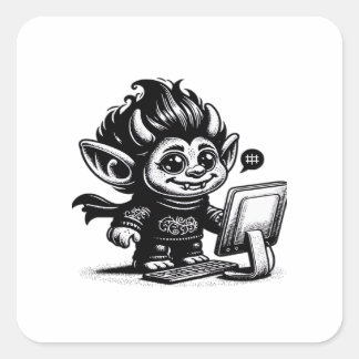 Whimsigoth Cyborg Internet Troll Vintages Design Quadratischer Aufkleber