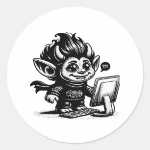 Whimsigoth Cyborg Internet Troll Vintages Design Runder Aufkleber