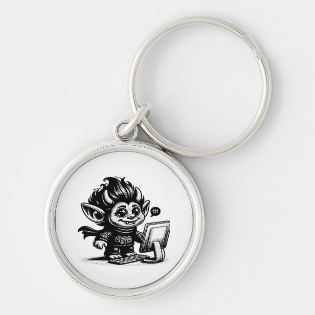Whimsigoth Cyborg Internet Troll Vintages Design Schlüsselanhänger (Vorne)