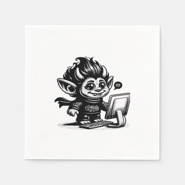 Whimsigoth Cyborg Internet Troll Vintages Design Serviette (Vorderseite)