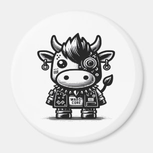 Whimsigoth Cyborg Kuh Vintag Art Design Classic Magnet