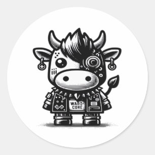 Whimsigoth Cyborg Kuh Vintag Art Design Classic Runder Aufkleber