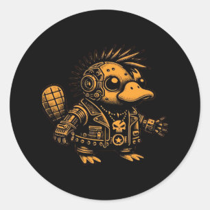 Whimsigoth Cyborg Platypus Vintages Kunstdesign Runder Aufkleber