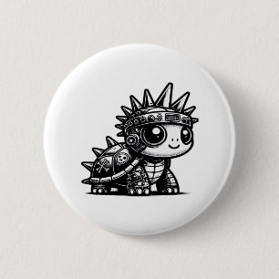 Whimsigoth Cyborg-Schildkröte Vintage Art Design K Button