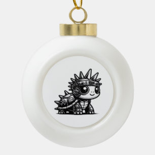 Whimsigoth Cyborg-Schildkröte Vintage Art Design K Keramik Kugel-Ornament