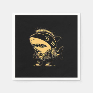 Whimsigoth Cyborg Shark Vintag Art Design Serviette