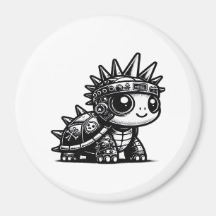 Whimsigoth Cyborg Turtle Vintag Art Design Klasse Magnet