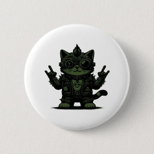 Whimsigoth Cyborg Vintag Art Design Classic Button