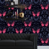 Whimsigoth Elegant Magenta Butterflies