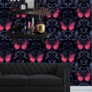 Whimsigoth Elegant Magenta Butterflies Tapete