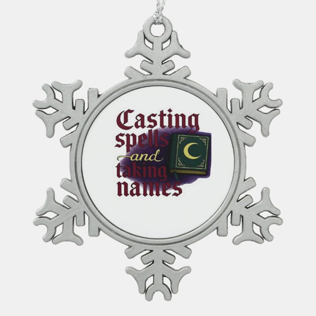 Whimsigoth Fantasy - Mystische Wälder, Monde & Mag Schneeflocken Zinn-Ornament (Vorderseite)