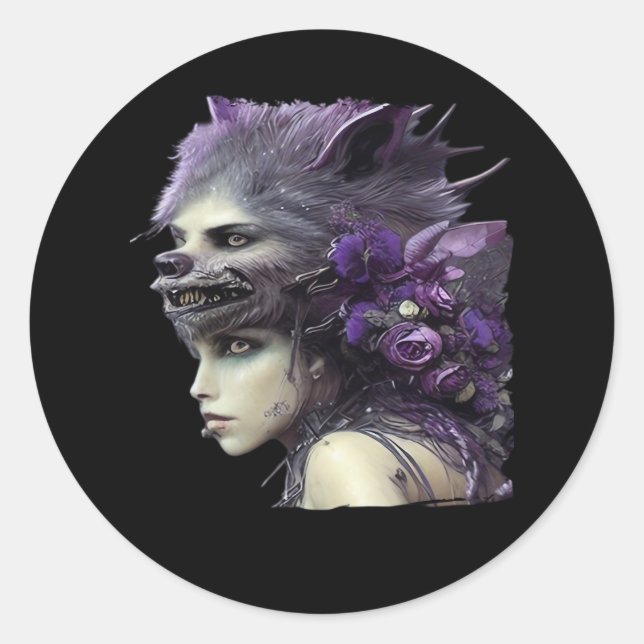 Whimsigoth Funny Design für Halloween Runder Aufkleber (Vorderseite)