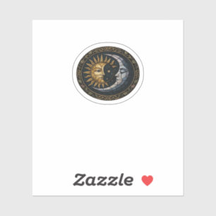 Whimsigoth gestanzter Glasmond und Sun Classic Aufkleber