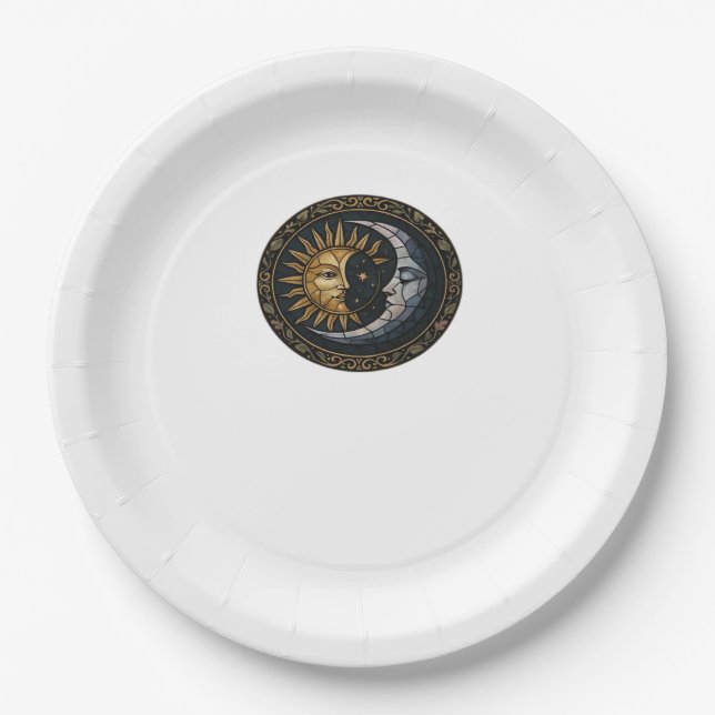 Whimsigoth gestanzter Glasmond und Sun Classic Pappteller (Vorderseite)