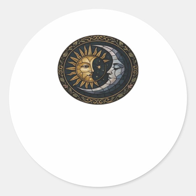 Whimsigoth gestanzter Glasmond und Sun Classic Runder Aufkleber (Vorderseite)