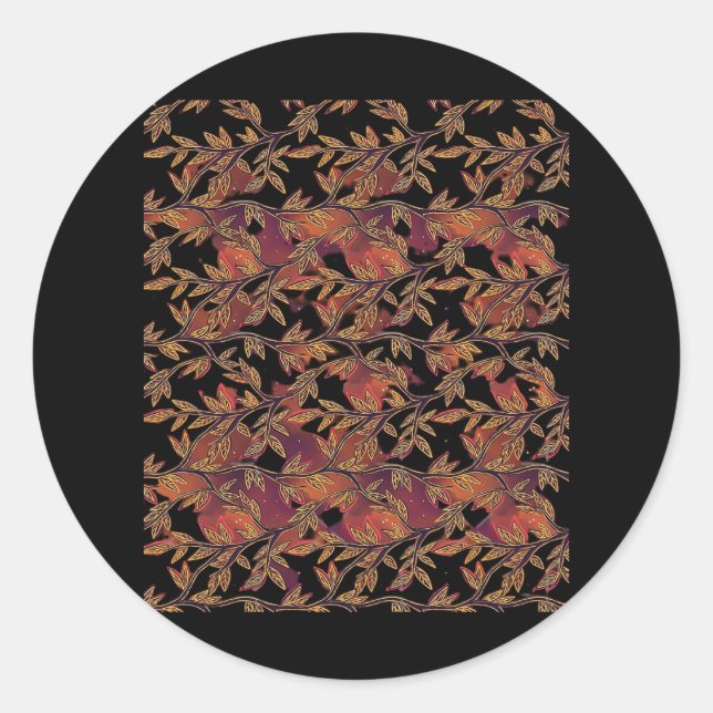 Whimsigoth Golden Vinework Grafische Runder Aufkleber (Vorderseite)