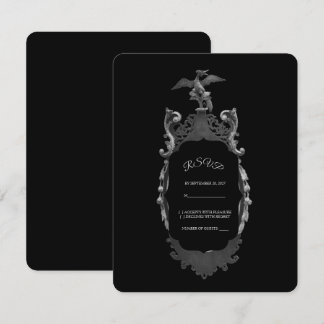 Whimsigoth-Gotische silberne verzierte Spiegel-Hoc RSVP Karte