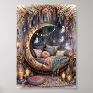 Whimsigoth-Halbmond-Bett-Cozy-Ghost-Kunst Poster