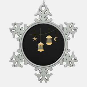 Whimsigoth Lantern Full Moon Night Sky Classic Schneeflocken Zinn-Ornament