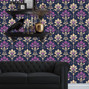 Whimsigoth Lila und Gold Floral Tapete
