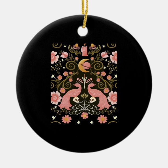 Whimsigoth Midnight Garden Graphic Keramik Ornament (Vorne)