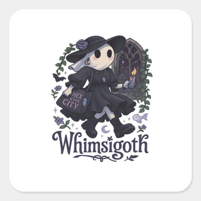 Whimsigoth mit City Classic - Stadtmagie trifft au Quadratischer Aufkleber (Vorderseite)