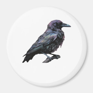 Whimsigoth Moody Floral Grungy Corvus, Raven, Crow Magnet