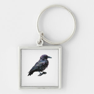 Whimsigoth Moody Floral Grungy Corvus, Raven, Crow Schlüsselanhänger