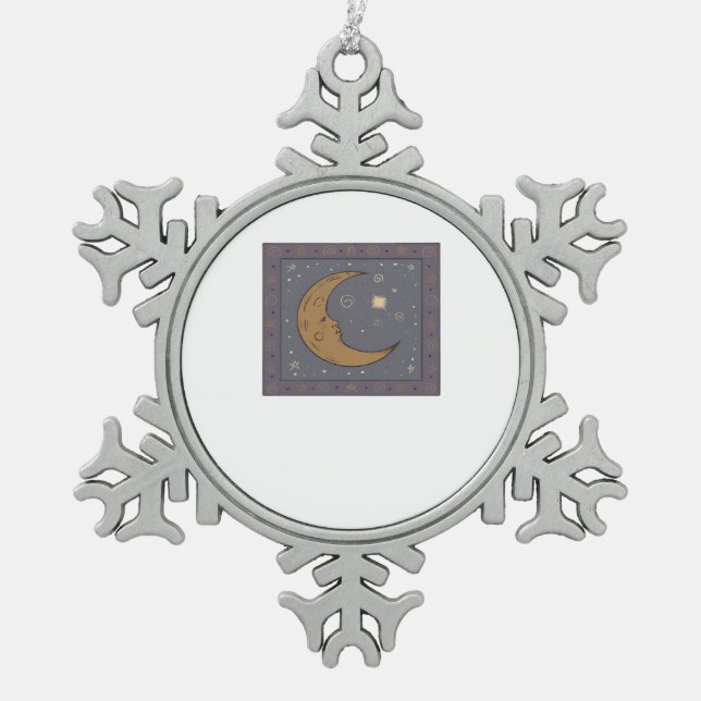 Whimsigoth Moon Classic Schneeflocken Zinn-Ornament (Vorderseite)