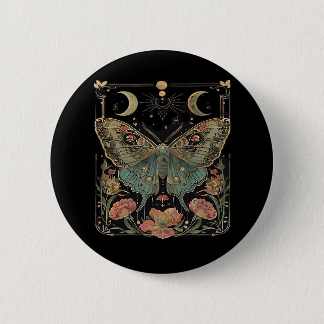 Whimsigoth Moth Shirt, Botanischer Butterfly T Shi Button (Vorderseite)