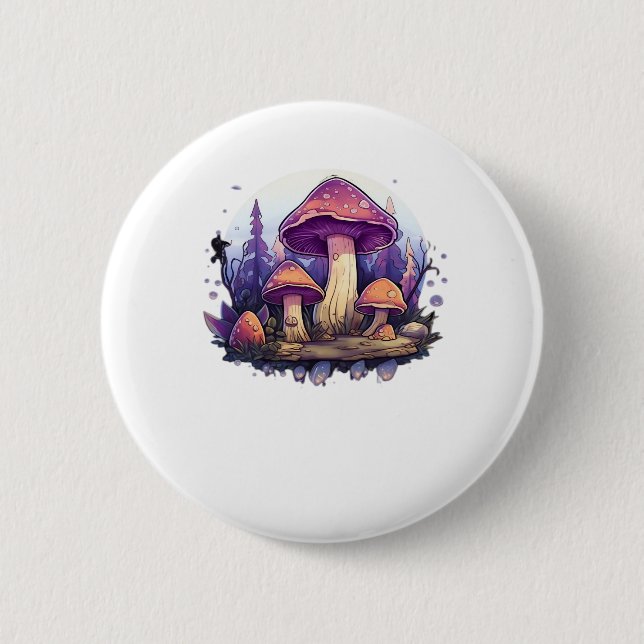 Whimsigoth Mushrooms und Crystals Classic Button (Vorderseite)