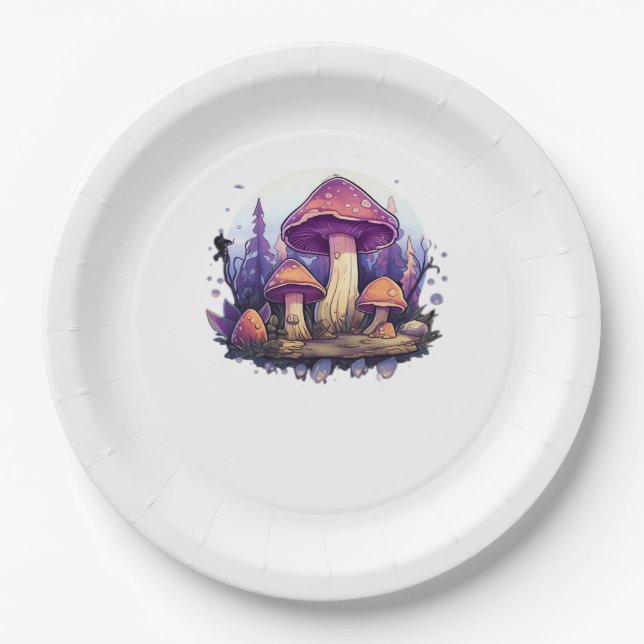 Whimsigoth Mushrooms und Crystals Classic Pappteller (Vorderseite)