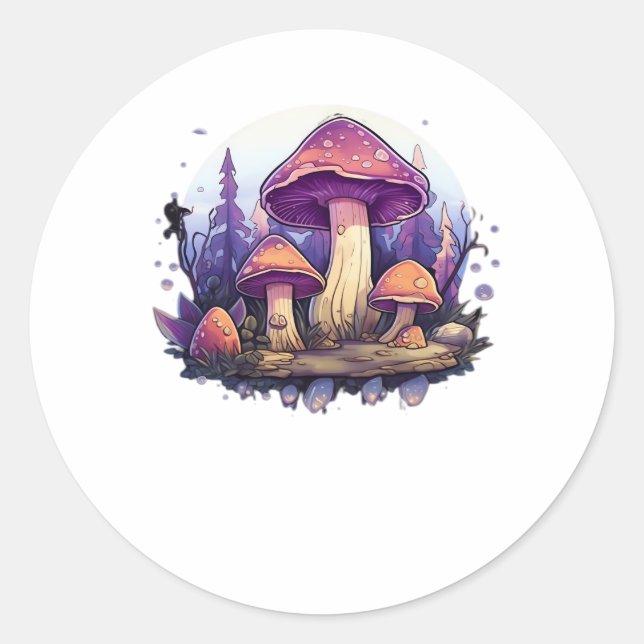 Whimsigoth Mushrooms und Crystals Classic Runder Aufkleber (Vorderseite)