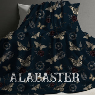 Whimsigoth Navy Personalisiert Baby Moth Blanket Fleecedecke
