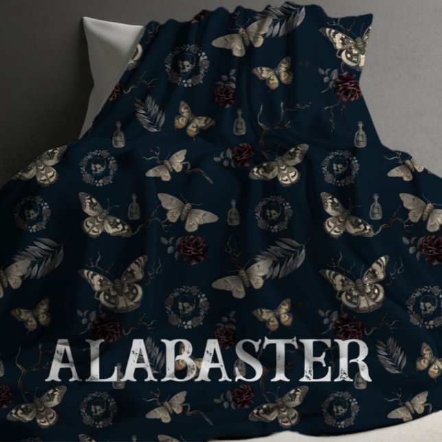 Whimsigoth Navy Personalisiert Baby Moth Blanket Fleecedecke (Von Creator hochgeladen)