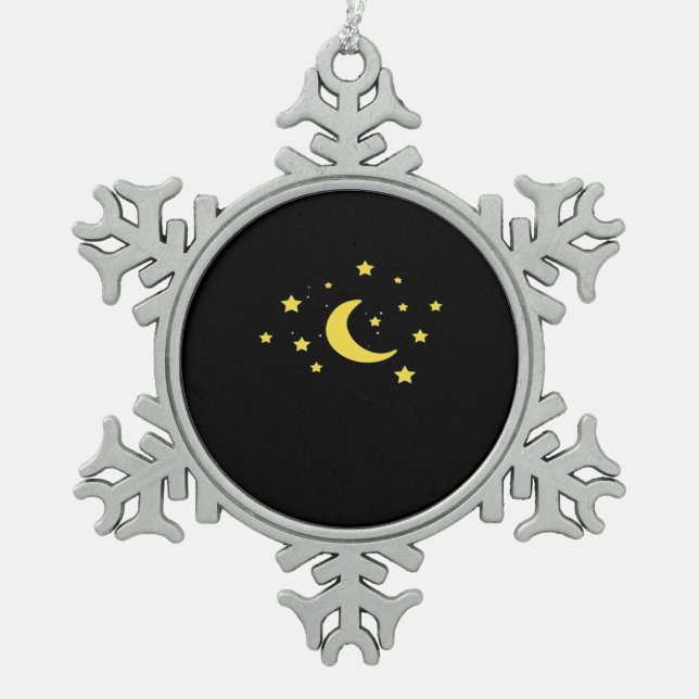 Whimsigoth Night Sky Sun Moon Witchy Schneeflocken Zinn-Ornament (Vorderseite)