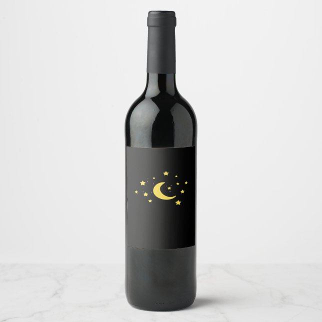 Whimsigoth Night Sky Sun Moon Witchy Weinetikett (Vorderseite)
