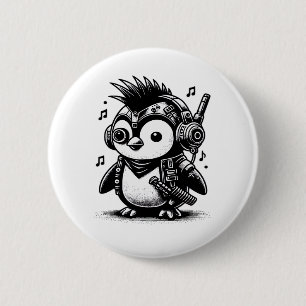 Whimsigoth Punkrock Weidcore Pinguin Vintage Kunst Button