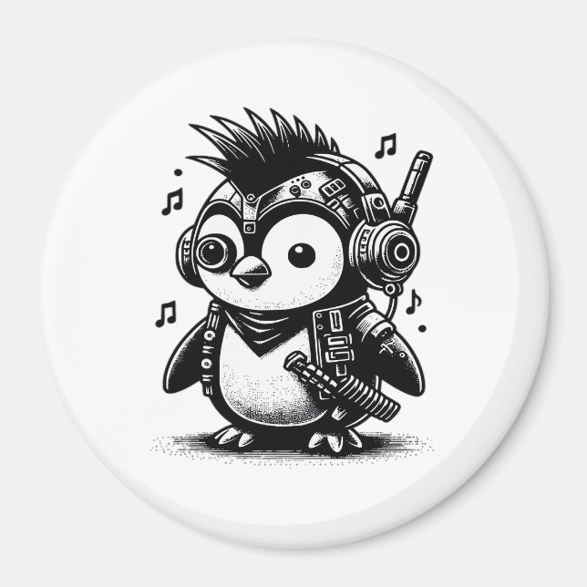 Whimsigoth Punkrock Weidcore Pinguin Vintage Kunst Magnet (Vorne)