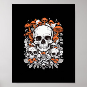 Whimsigoth Schädel & Pilze Vintage Botanical Ae Poster