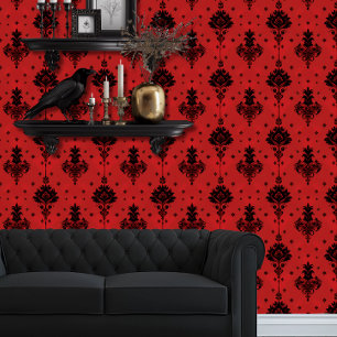 Whimsigoth Simple Black and Red Tapete