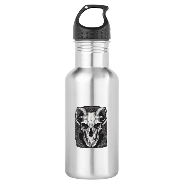 Whimsigoth Skull Gothic Ästhetik Design Classic Edelstahlflasche (Vorderseite)