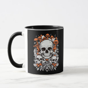 Whimsigoth Skulls & Mushrooms Vintag Botanische As Tasse
