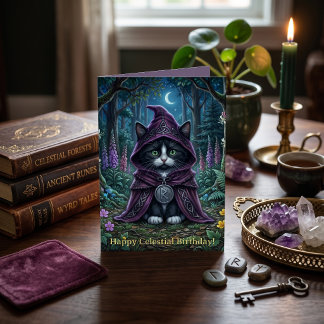 Whimsigoth Smokingtuxedo-Katze Dark Academia Gebur Karte