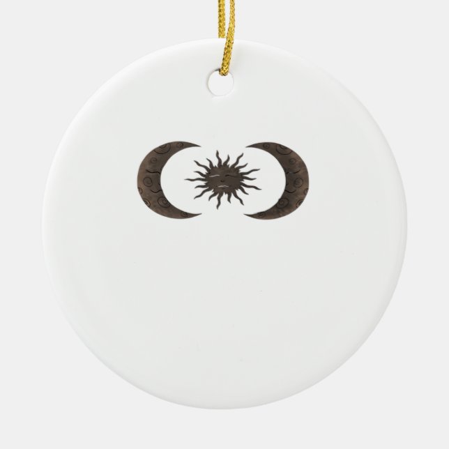 Whimsigoth Sonne und Mond Keramik Ornament (Vorne)