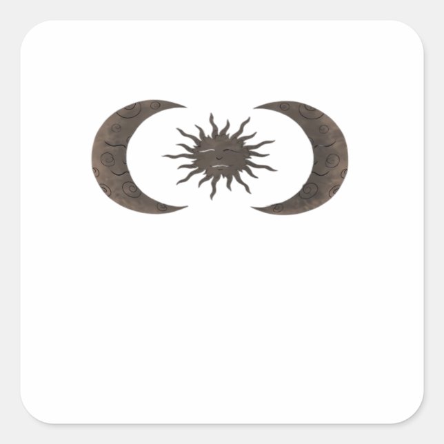 Whimsigoth Sonne und Mond Quadratischer Aufkleber (Vorderseite)