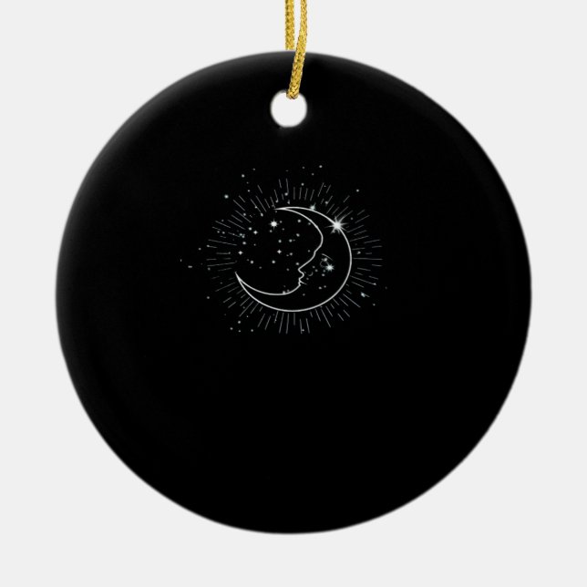 Whimsigoth Starry Night Moon Witchy Classic Keramik Ornament (Vorne)